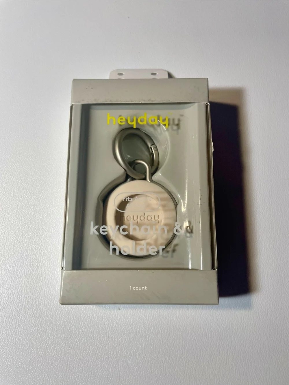 heyday Beige Keychain & Holder for AirTag carabiner clip stylish classic chic